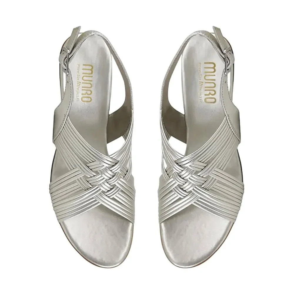 Munro Womens Marianna Heeled Sandals Size 12 M Silver Leather NWOB_2